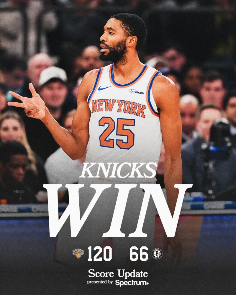 皇冠体育-赢了54分!尼克斯:今日我们取得了队史最大分差的胜利